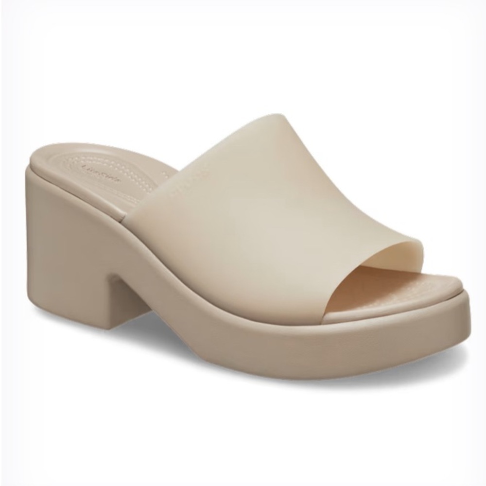 Crocs Brooklyn Frosted Slide Heel Taupe Sz 8